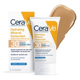 CeraVe Hydrating Mineral Sunscreen SPF 30 Face Sheer Tint Shade: Medium